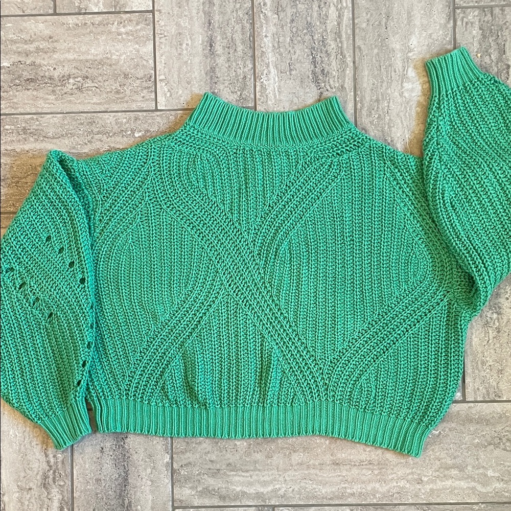 Green Cable Knit Women's Sweater